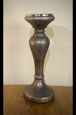 COMING SOON FROSTED GUNMETAL GLASS CANDLESTICK [640263]